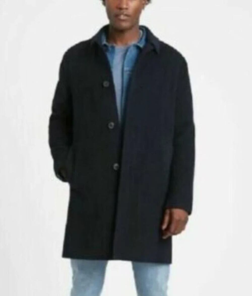 Banana Republic Mario Bellucci Wool Blend Top Coat Navy Blue Coat Men's S